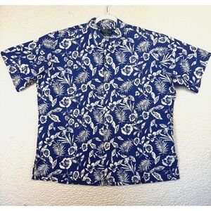 Vintage Polo Ralph Lauren Shirt Mens XL Blue Caldwell Hawaiian Floral Cotton